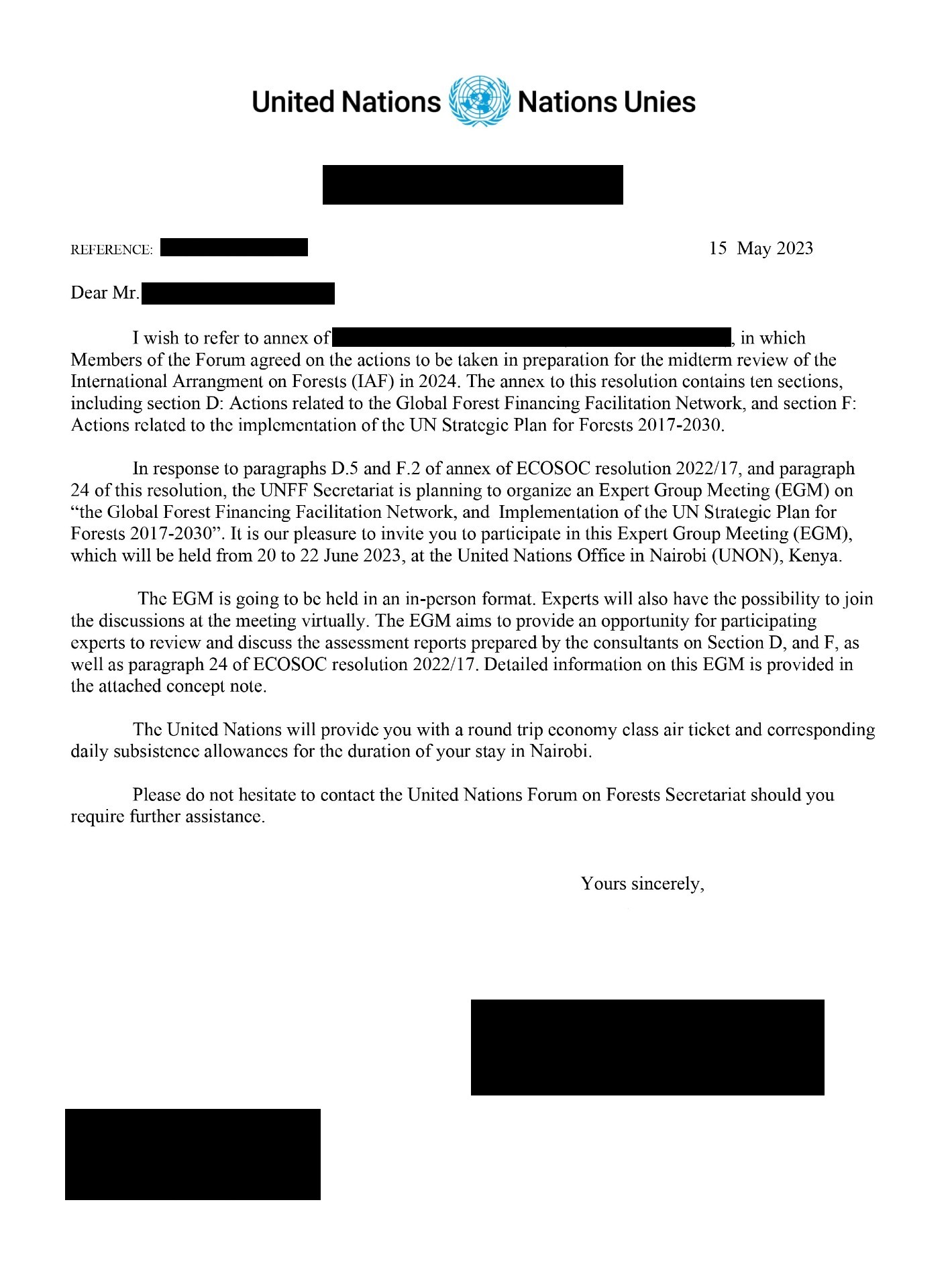 Invitation Letter for Kenya Meeting Trip eTA