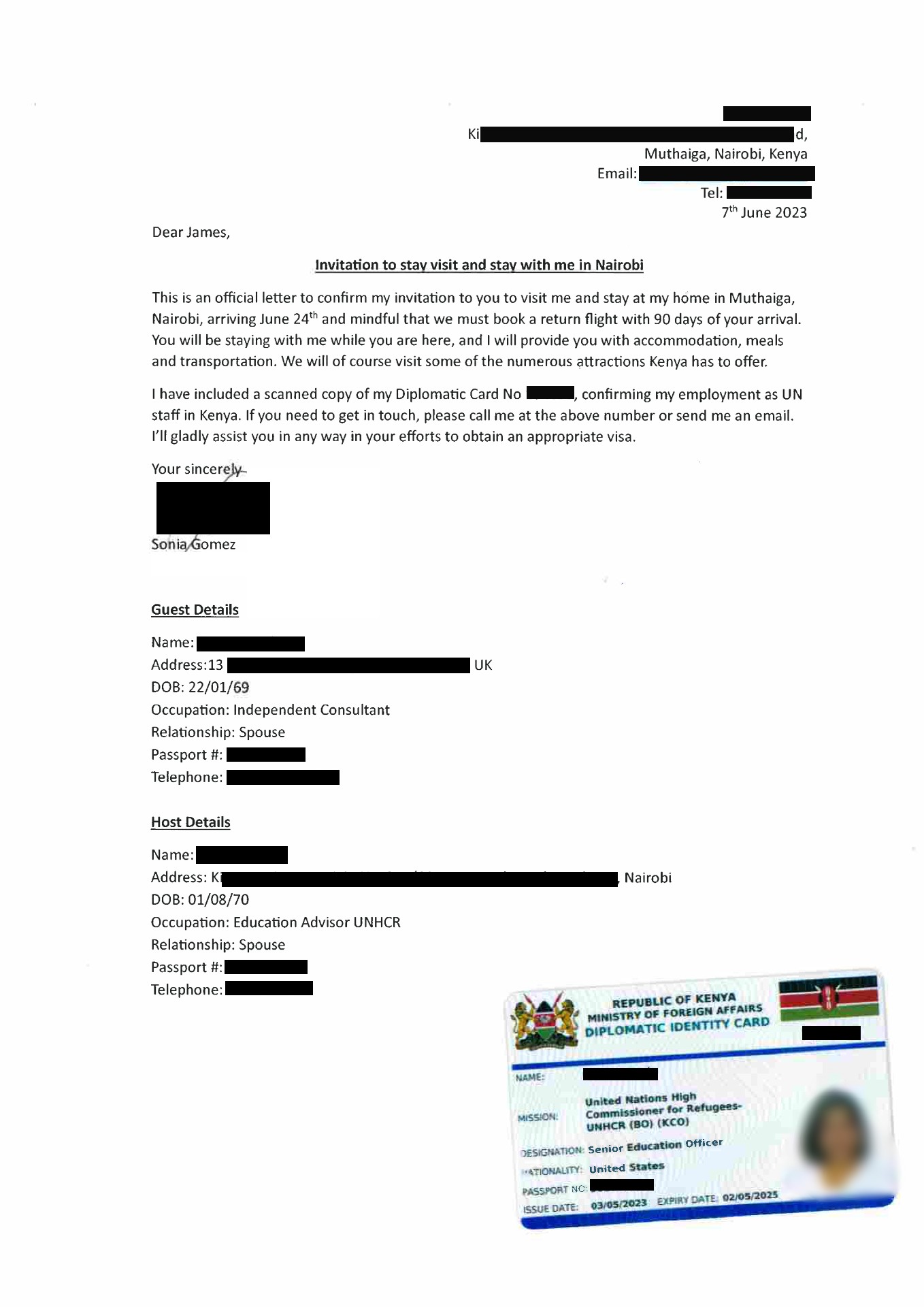 Invitation Letter for Kenya Visit eTA