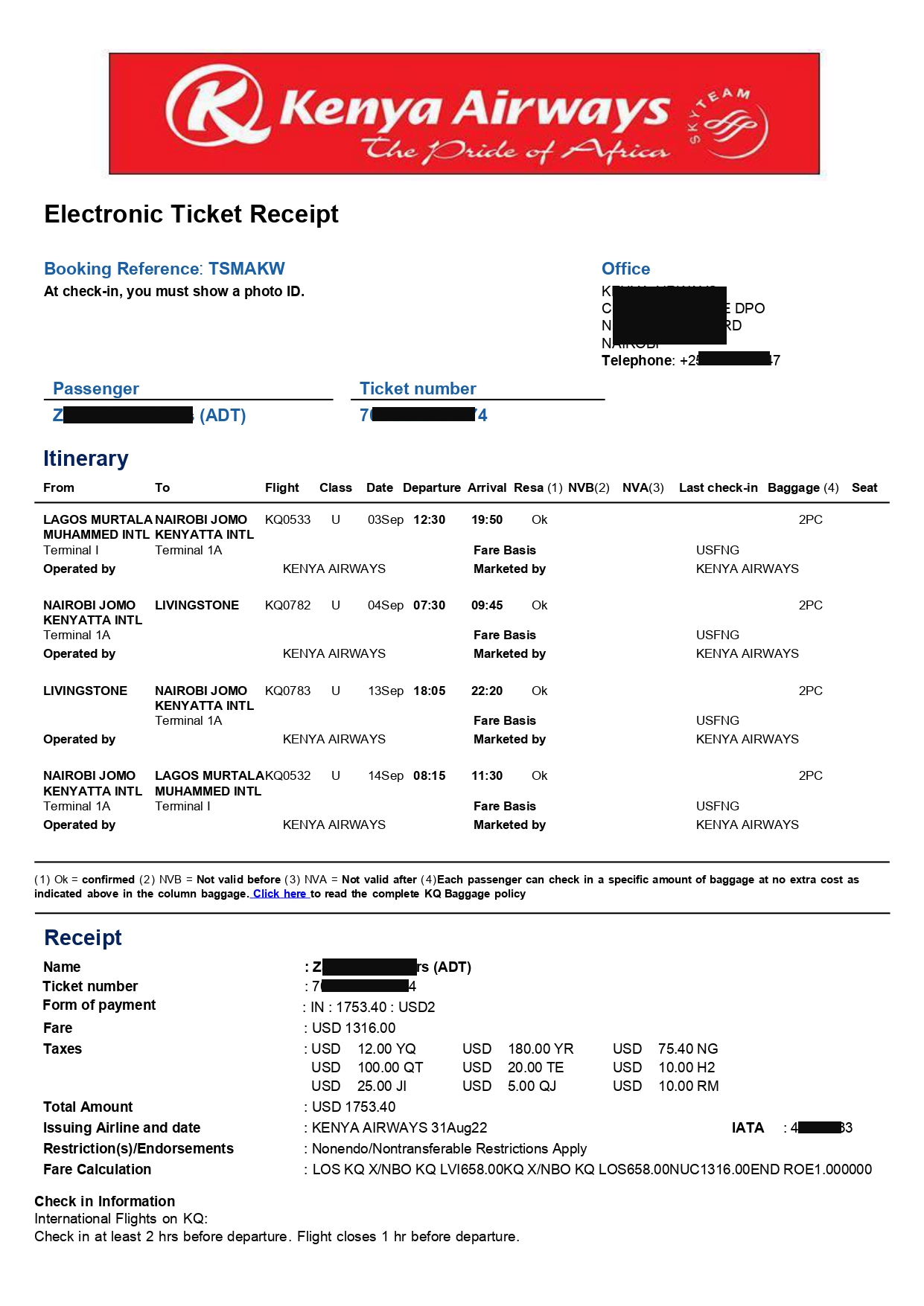 Onward Ticket for Transit eTA