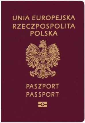 Portada del pasaporte de Polonia: