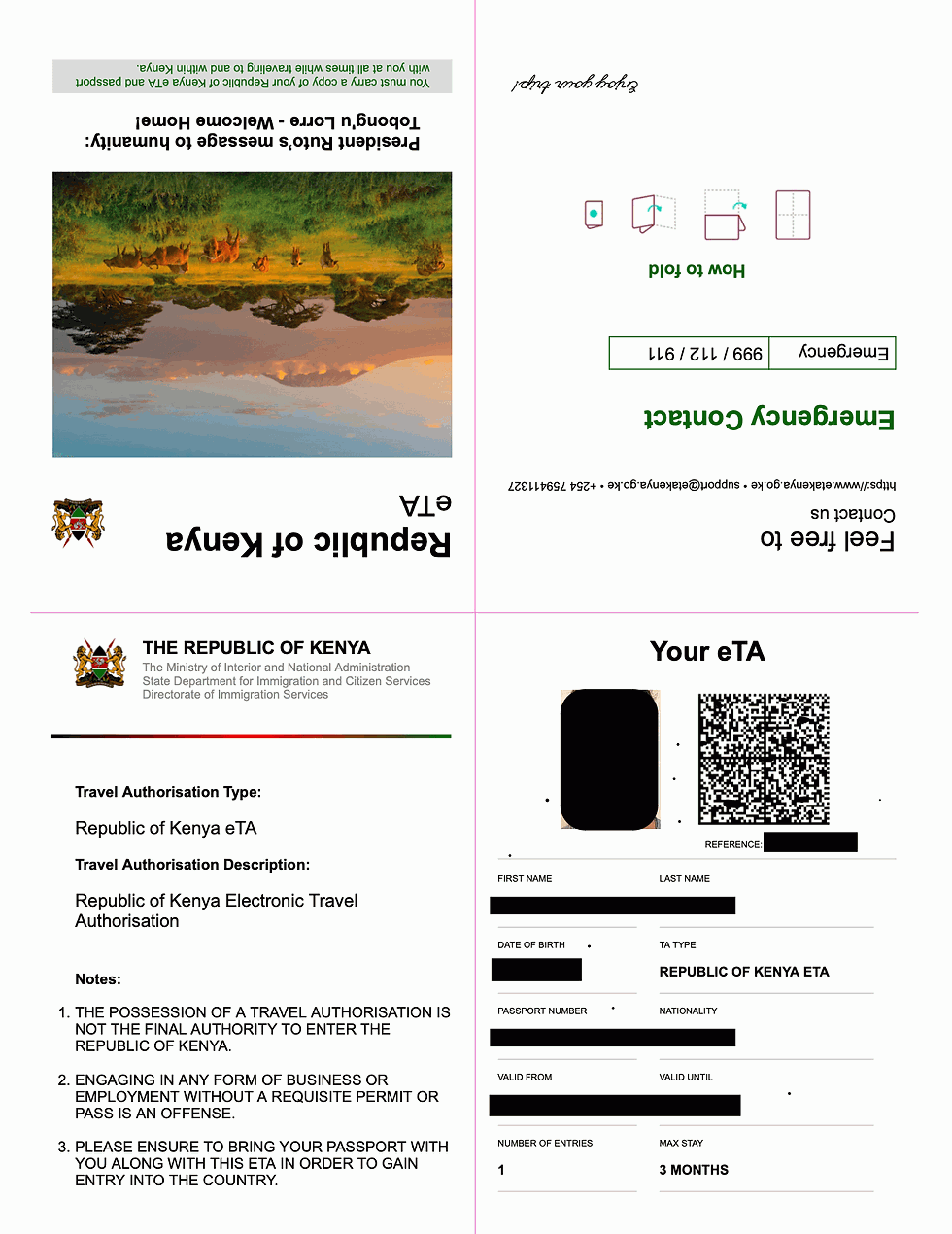 A Sample of Kenya eTA for Beninese Citizens